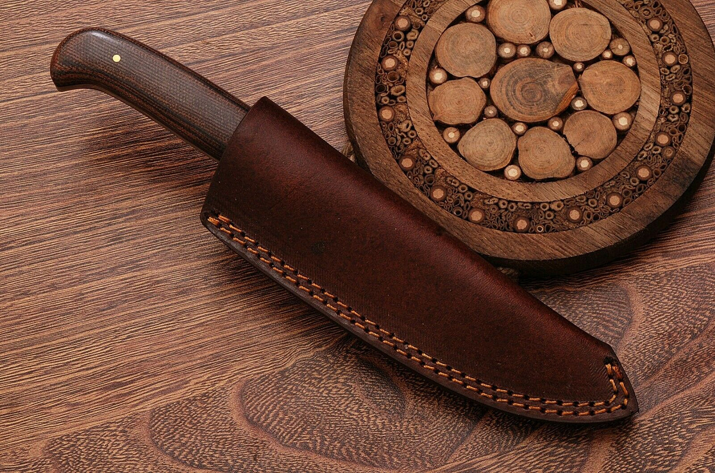 HS-766 Custom Handmade Damascus Steel Skinner Knife With Micarta Hanlde