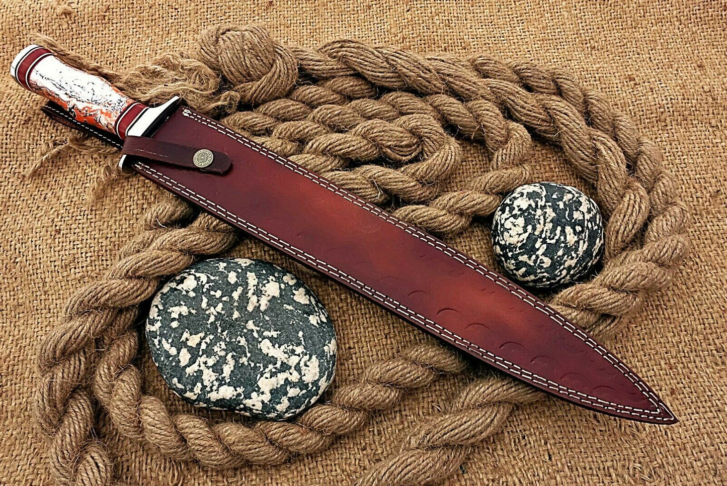 HS-1099 | Custom Handmade Steel D2 Fighter Hunting Combat Mini Sword knife With Resin Handle