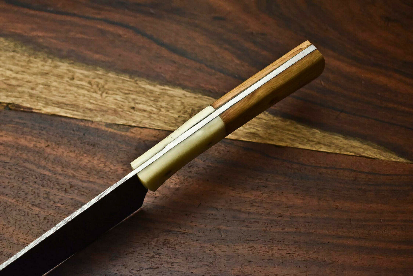HS-263 Hand Made Damascus Steel Blade Chef Kitchen Full Tang Knife | OLIVE WOOD best gift for mom