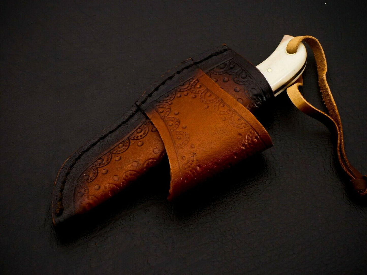 HS-957 Carbon Steel Cowboy Bull Cutter Knife – Handmade, Belt Carry, 6 Inch