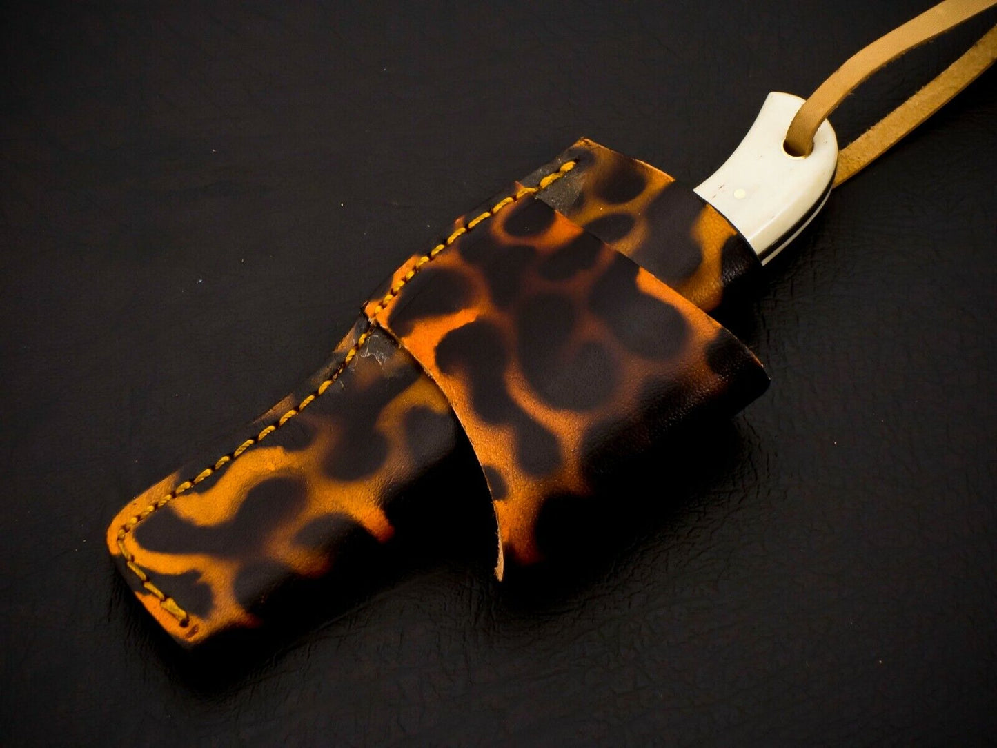 HS-952 Carbon Steel Cowboy Bull Cutter Knife – Full Tang, 6 Inch, Leather Sheath