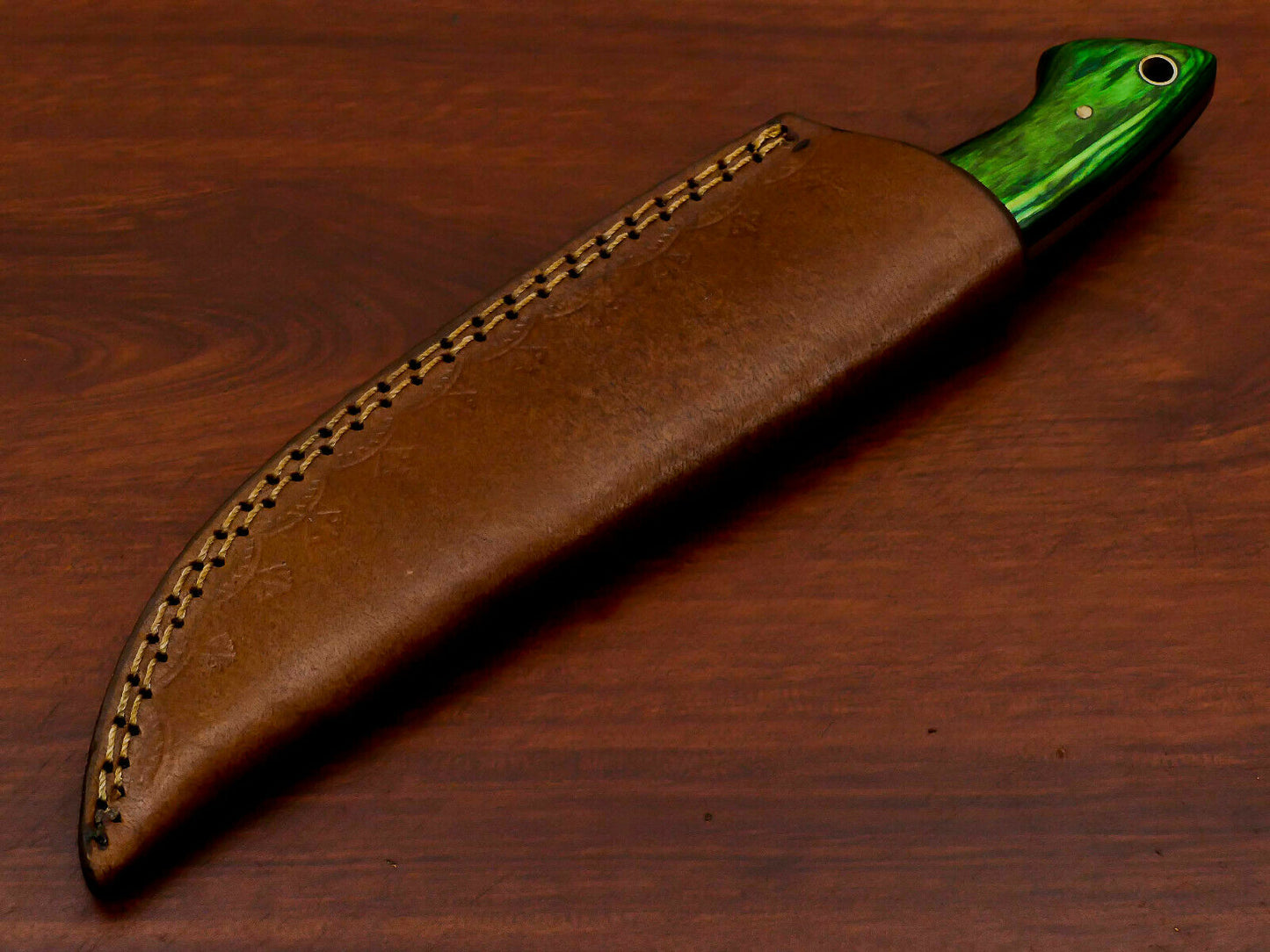 HS-568 HANDMADE DAMASCUS CUSTOM PAKKA WOOD HANDLE SKINNING CAMPING KNIFE
