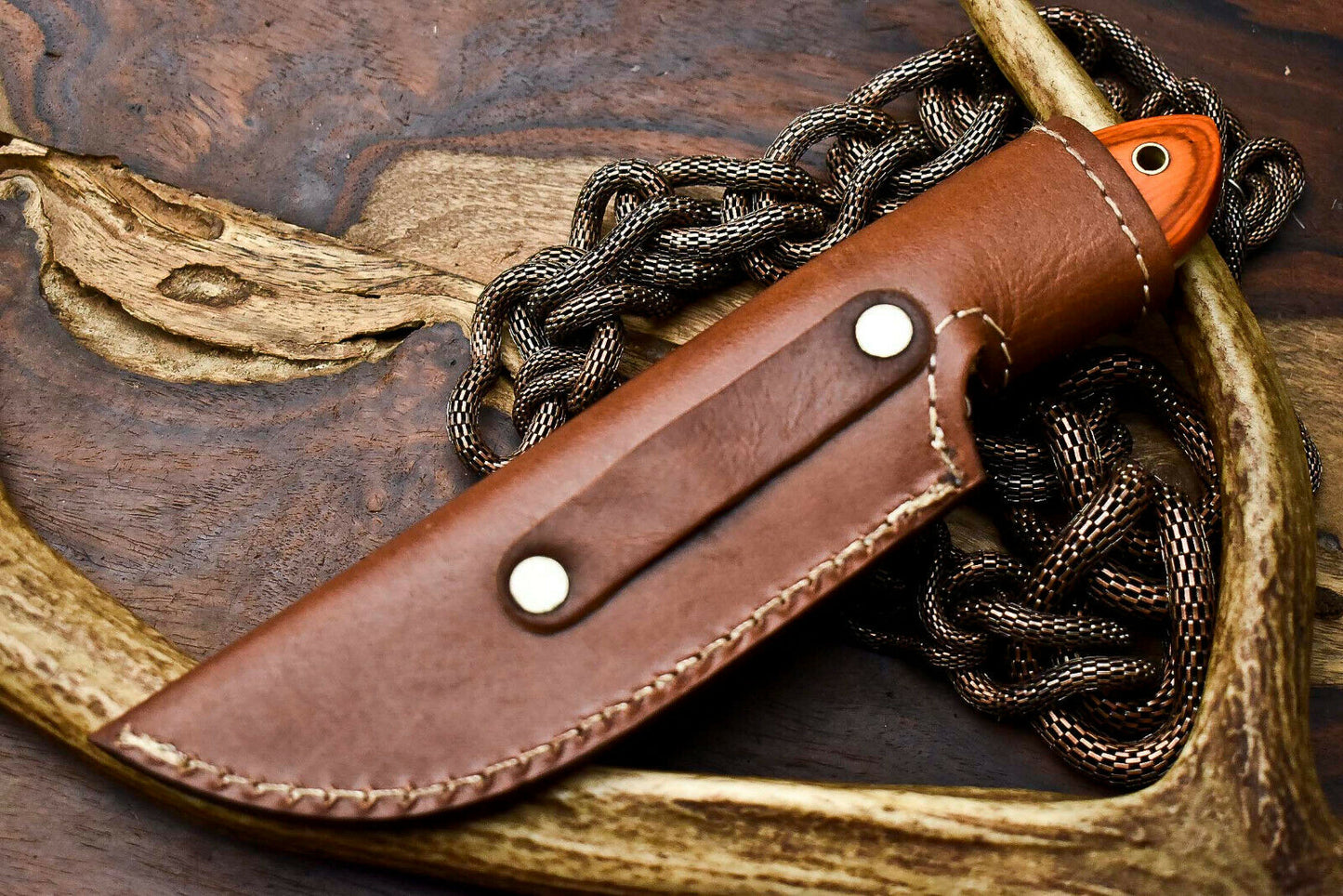 HS-691 Custom Handmade Damascus Steel Skinner Knife - Beautiful Hard Wood Handle