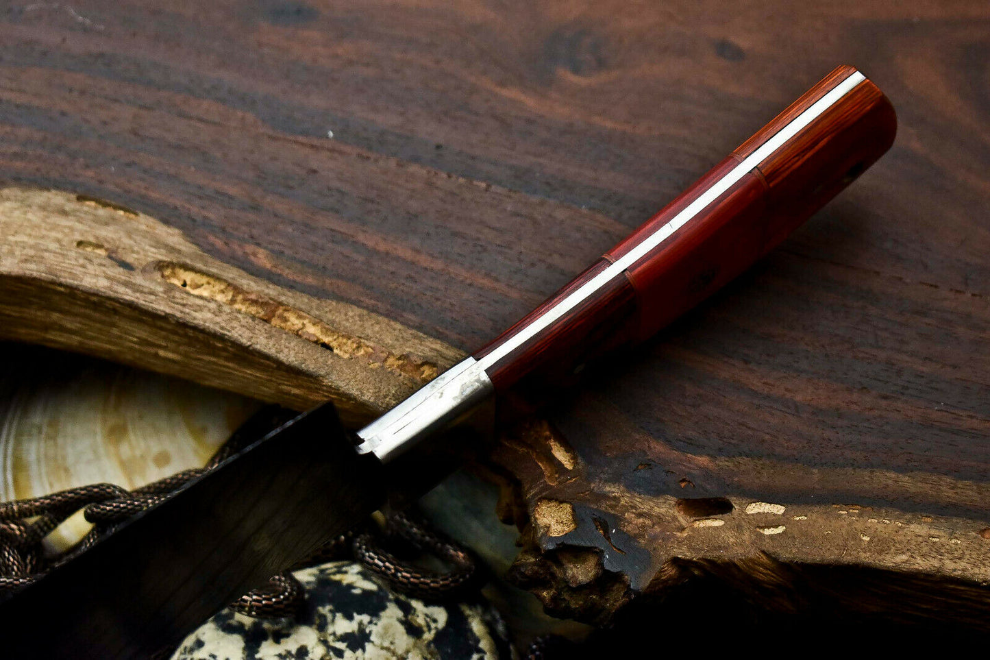 HS-283 Hand Made Damascus Steel Blade Chopper Cleaver Knife Full Tang Knife | Hard Wood