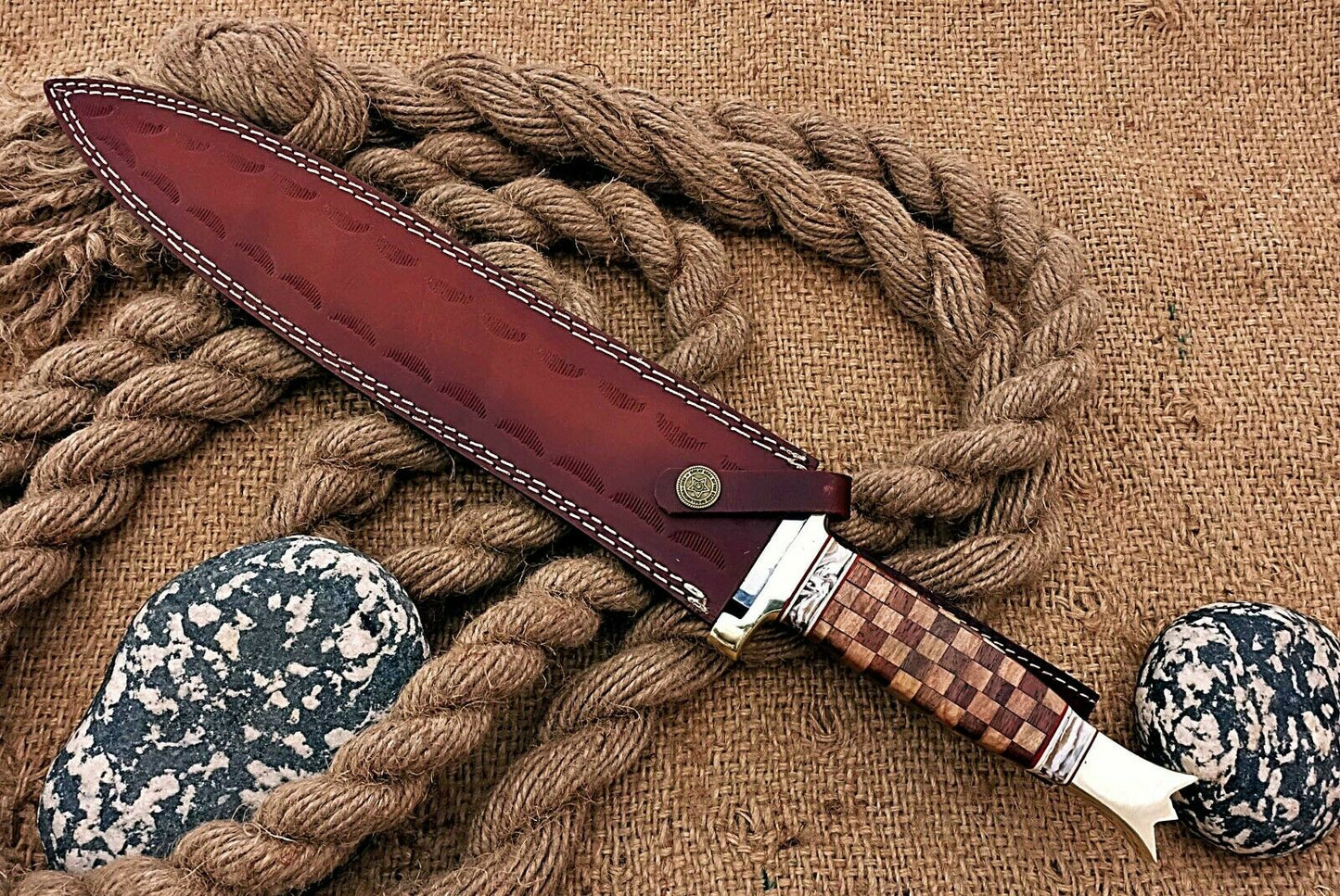 HS-1103 | Custom Handmade Steel D2 Fighter Hunting Combat Mini Sword knife With Wood Handle