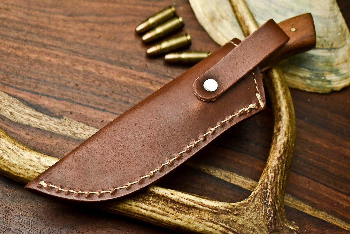 HS-624 Handmade Damascus Skinning Blade Camping Full Tang Knife