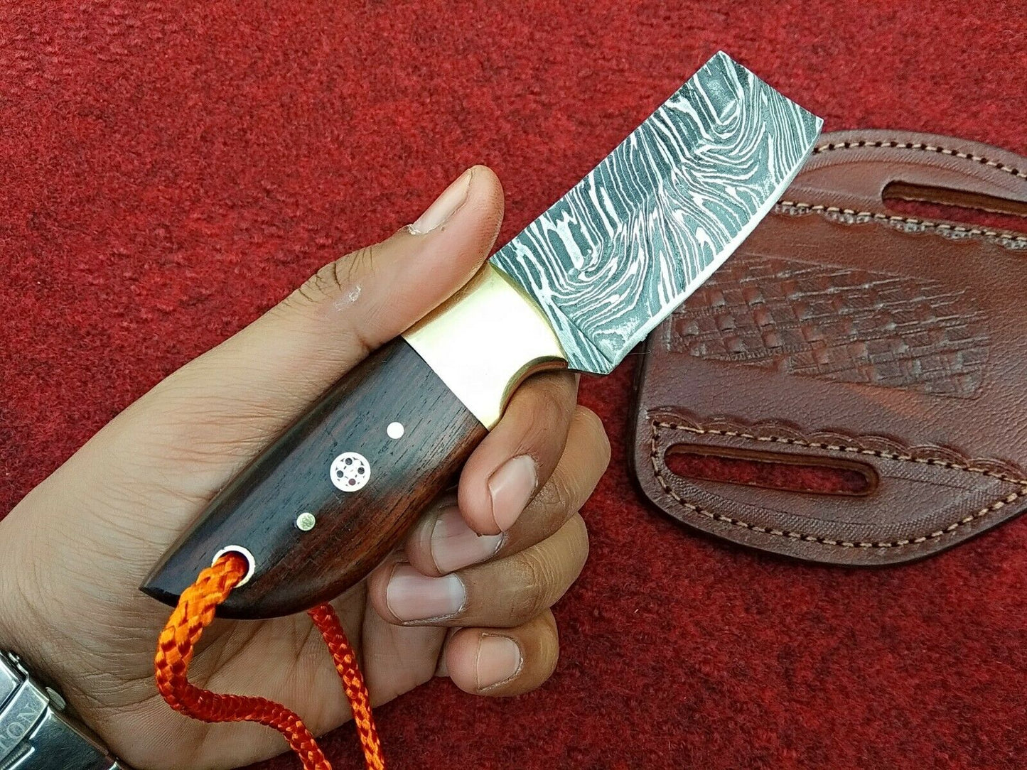 HS-991 Custom Handmade Knife Cowboy Brass Bolster Forged Damascus Steel