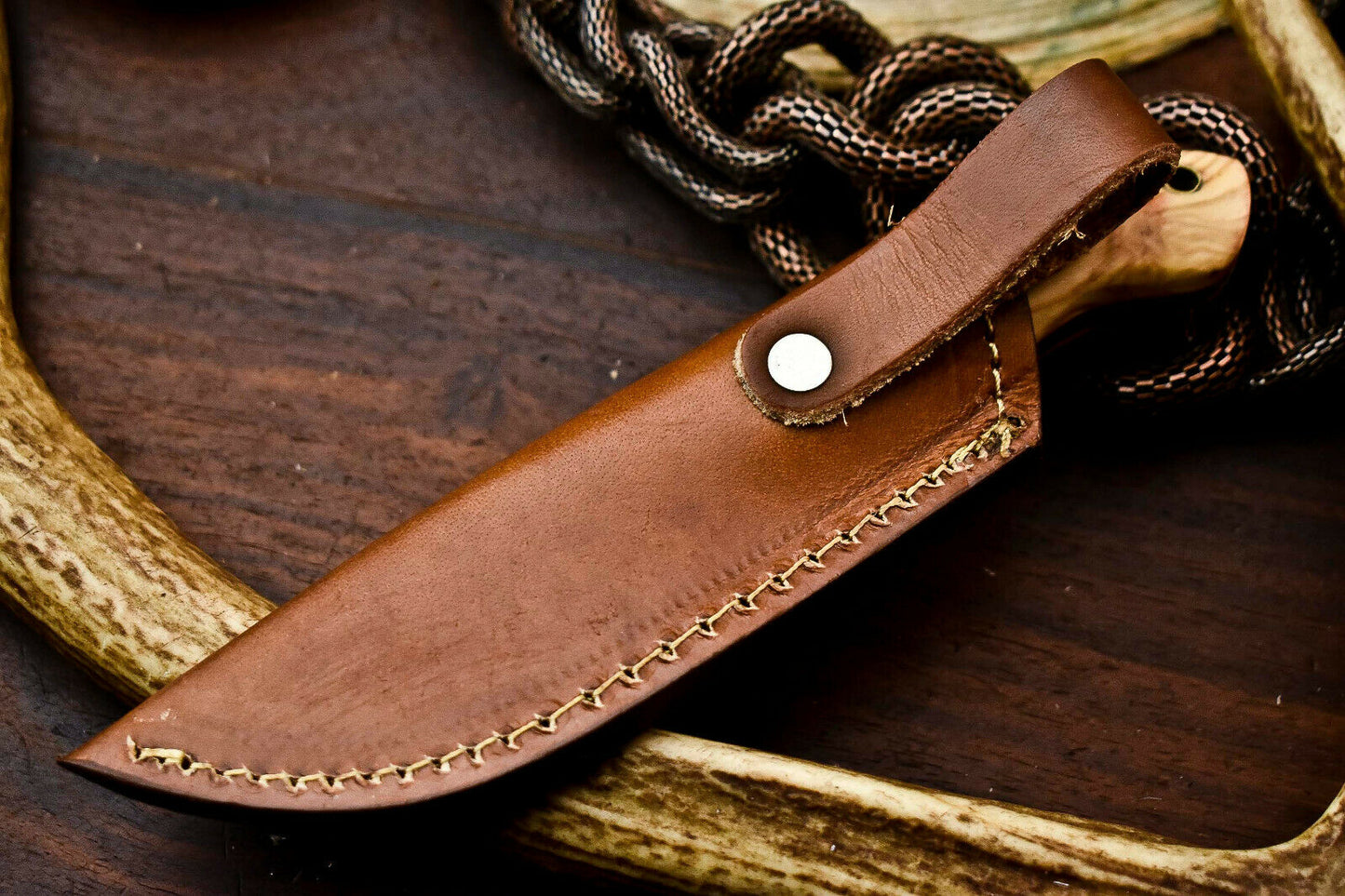 HS-611 Handmade Damascus Skinning Blade Camping Full Tang Knife