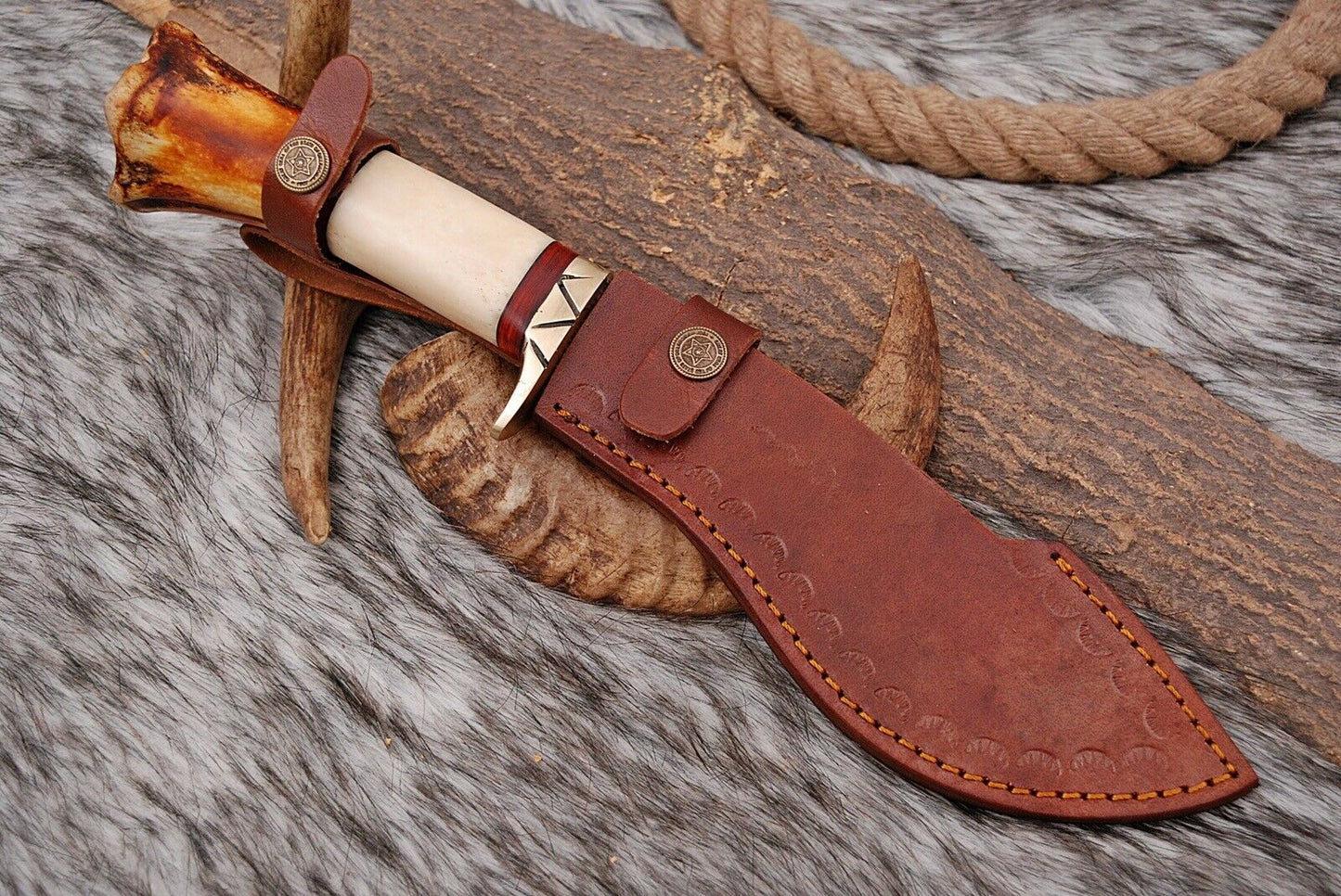 HS-873 Custom Handmade Damascus Steel 12 Inch Kukri Knife - Awesome Hard Wood Handle