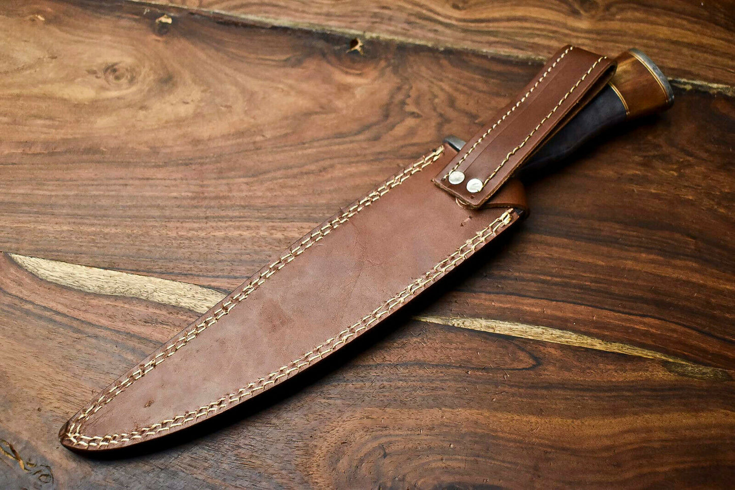 HS-314 Custom Hand Made Damascus Steel Blade Bowie Hunting Knife | CAMEL BONE