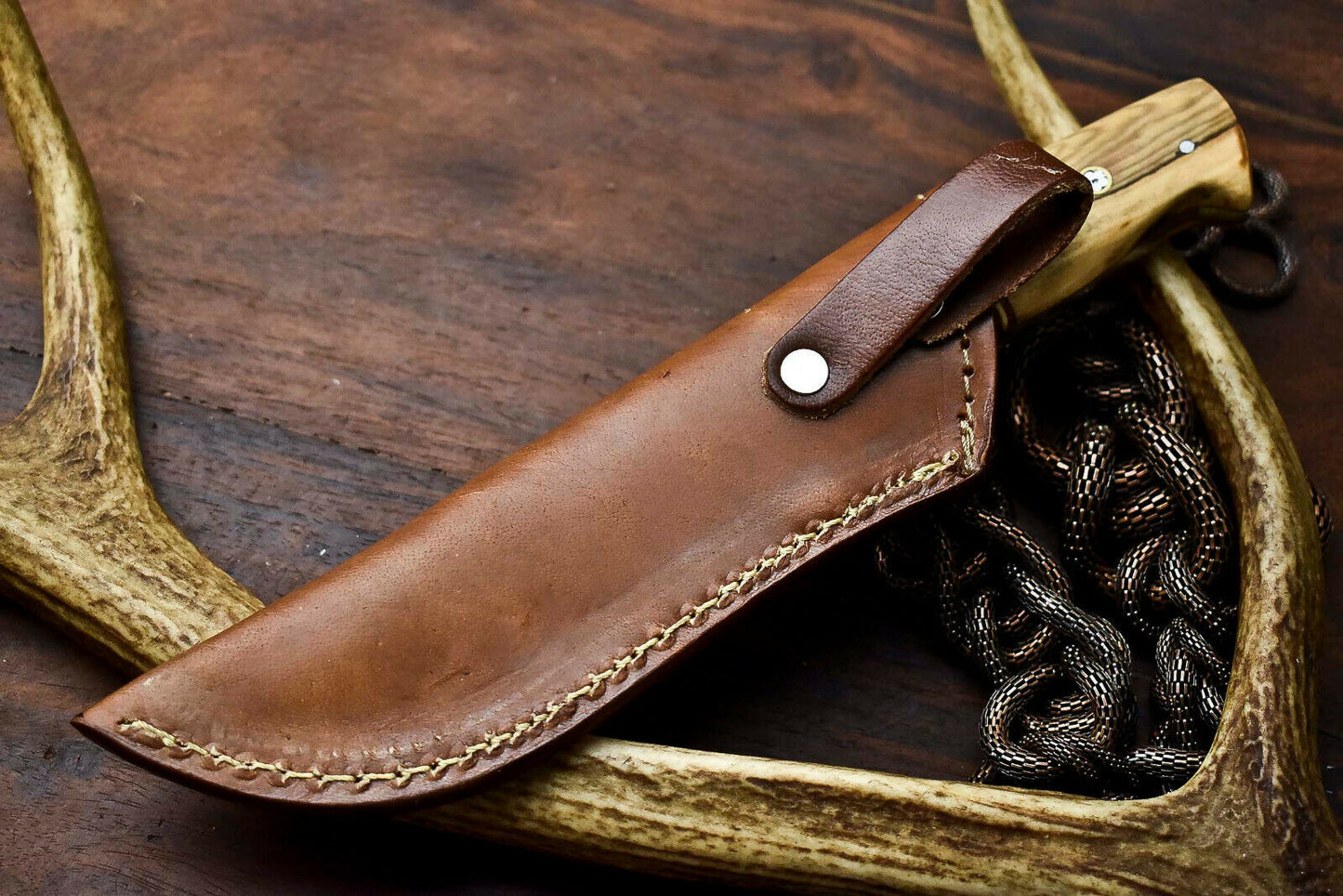 HS-634 Custom Handmade Damascus Hunting Skinning Blade Hunter Camping Full Tang Knife
