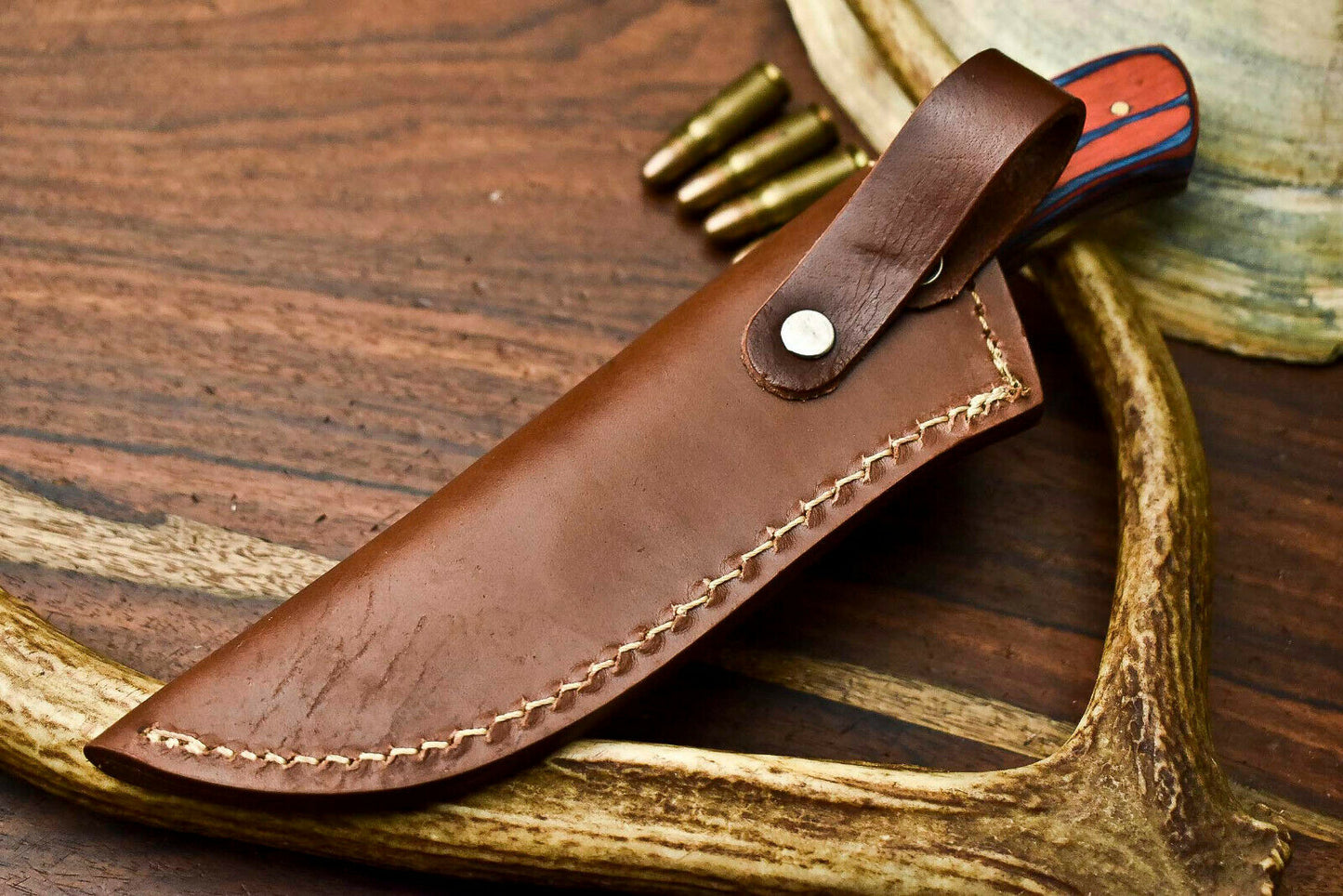 HS-620 Handmade Damascus Skinning Blade Camping Full Tang Knife