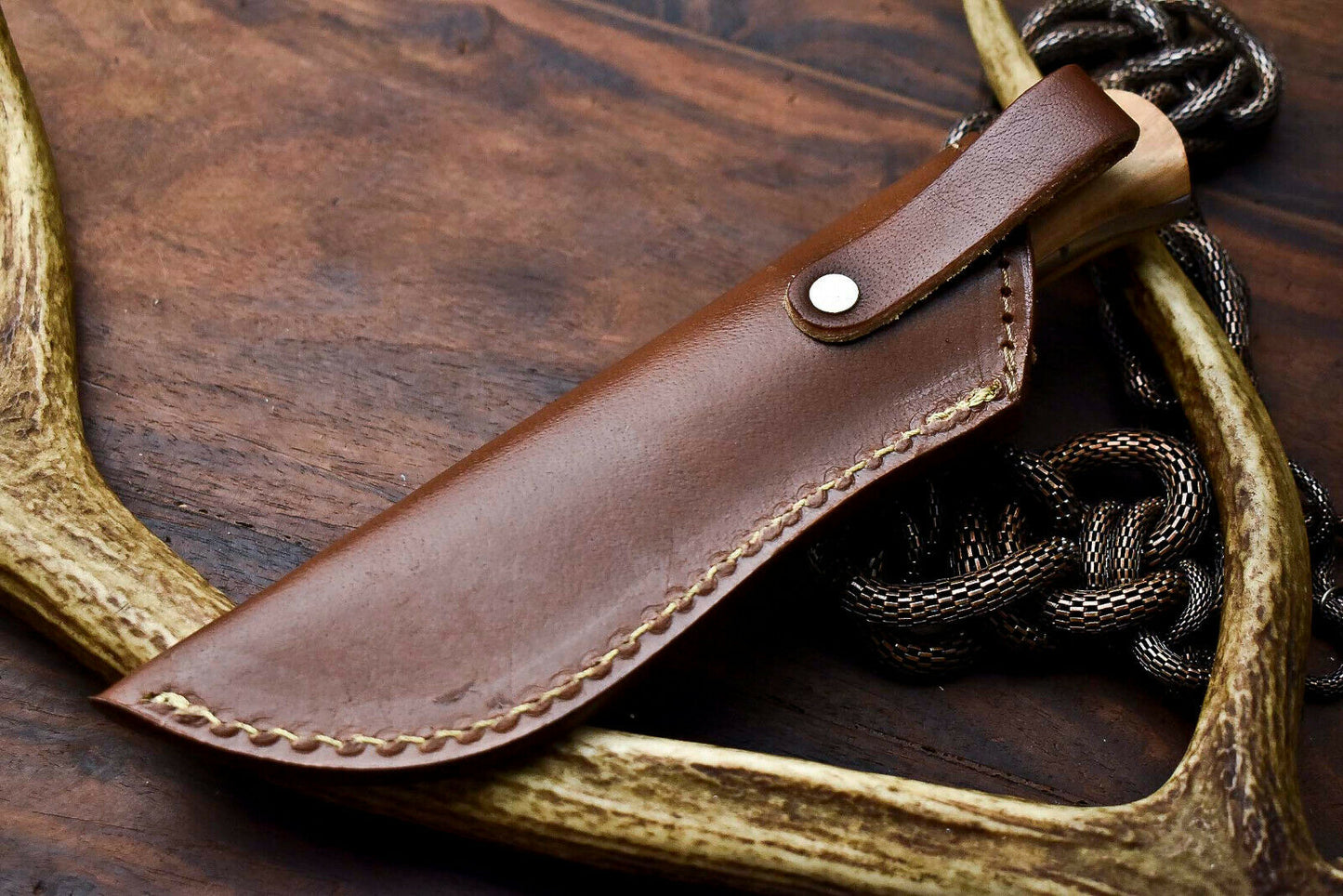 HS-698 Custom Handmade Damascus Steel Skinner Knife - Beautiful Wood Handle