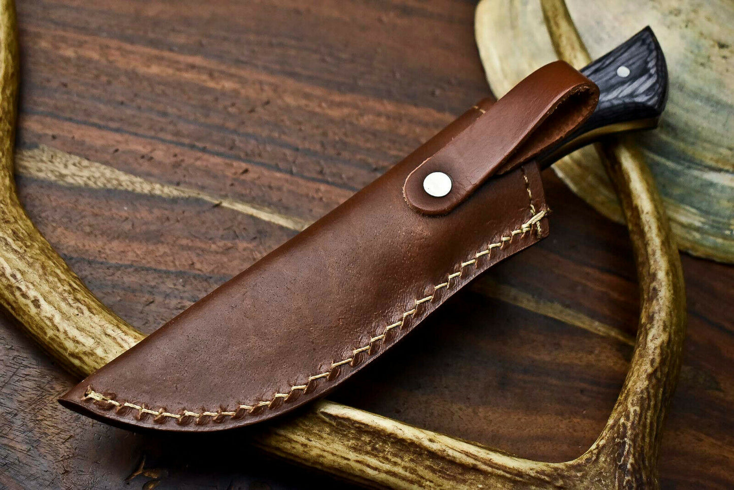 HS-618 Handmade Damascus Skinning Blade Camping Full Tang Knife
