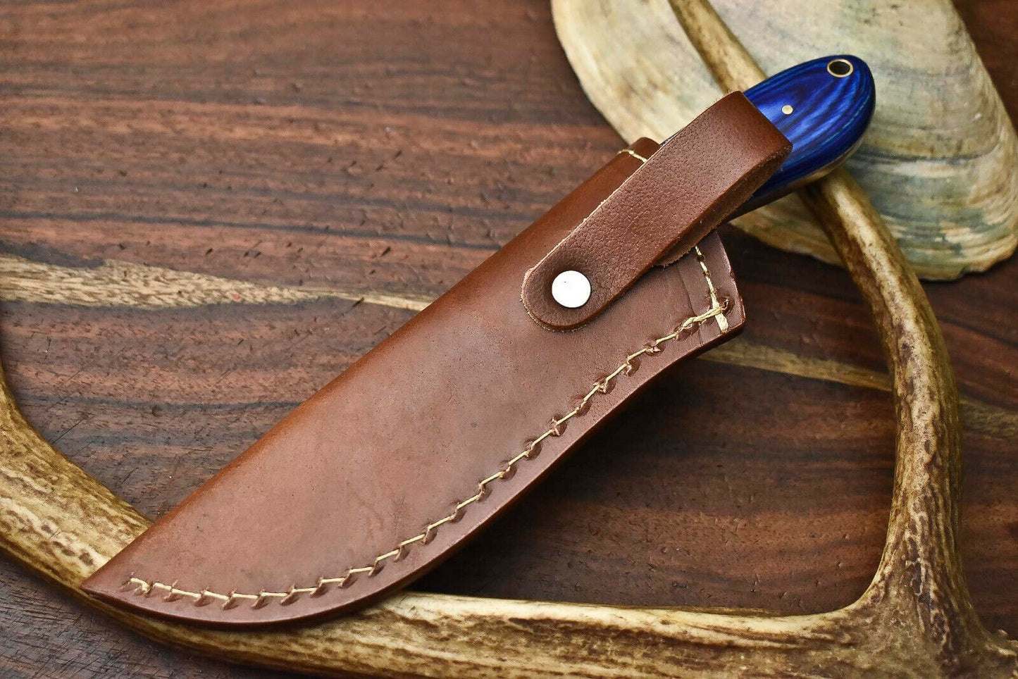 HS-602 Handmade Damascus Skinning Blade Camping Full Tang Knife