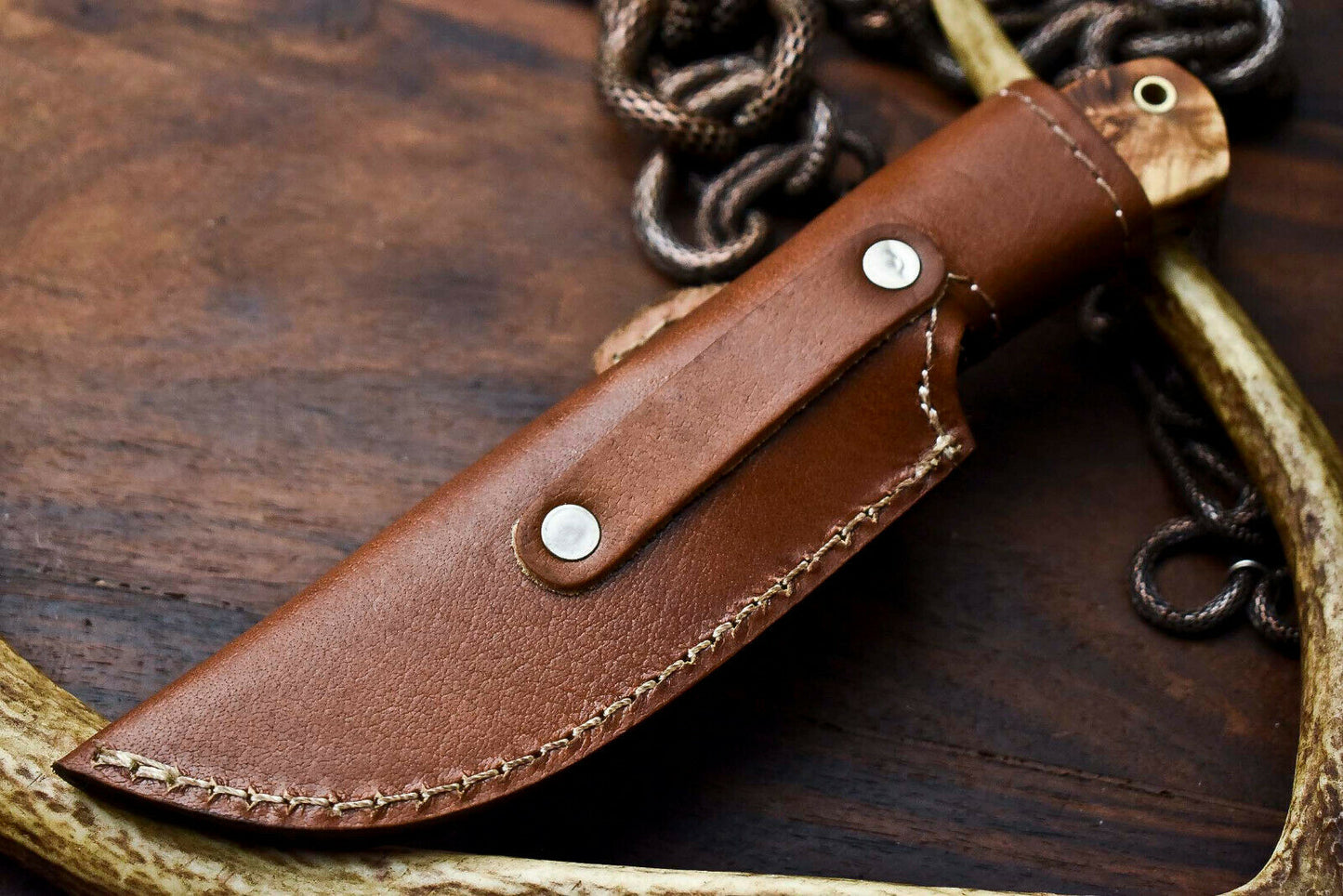 HS-642 Custom Handmade Damascus Hunting Skinning Blade Hunter Camping Full Tang Knife
