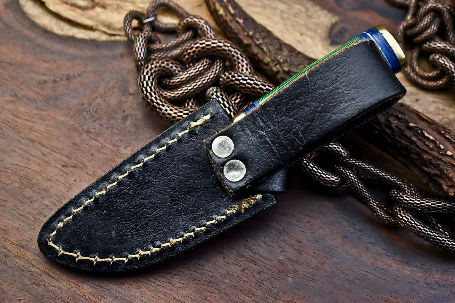 HS-711 Custom Handmade Damascus Steel Skinner Knife - Beautiful Hard Wood Handle