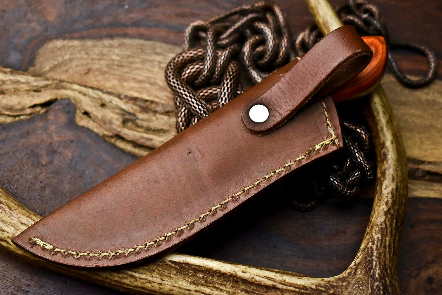 HS-684 Custom Handmade Damascus Steel Skinner Knife - Beautiful Bone Wood Handle