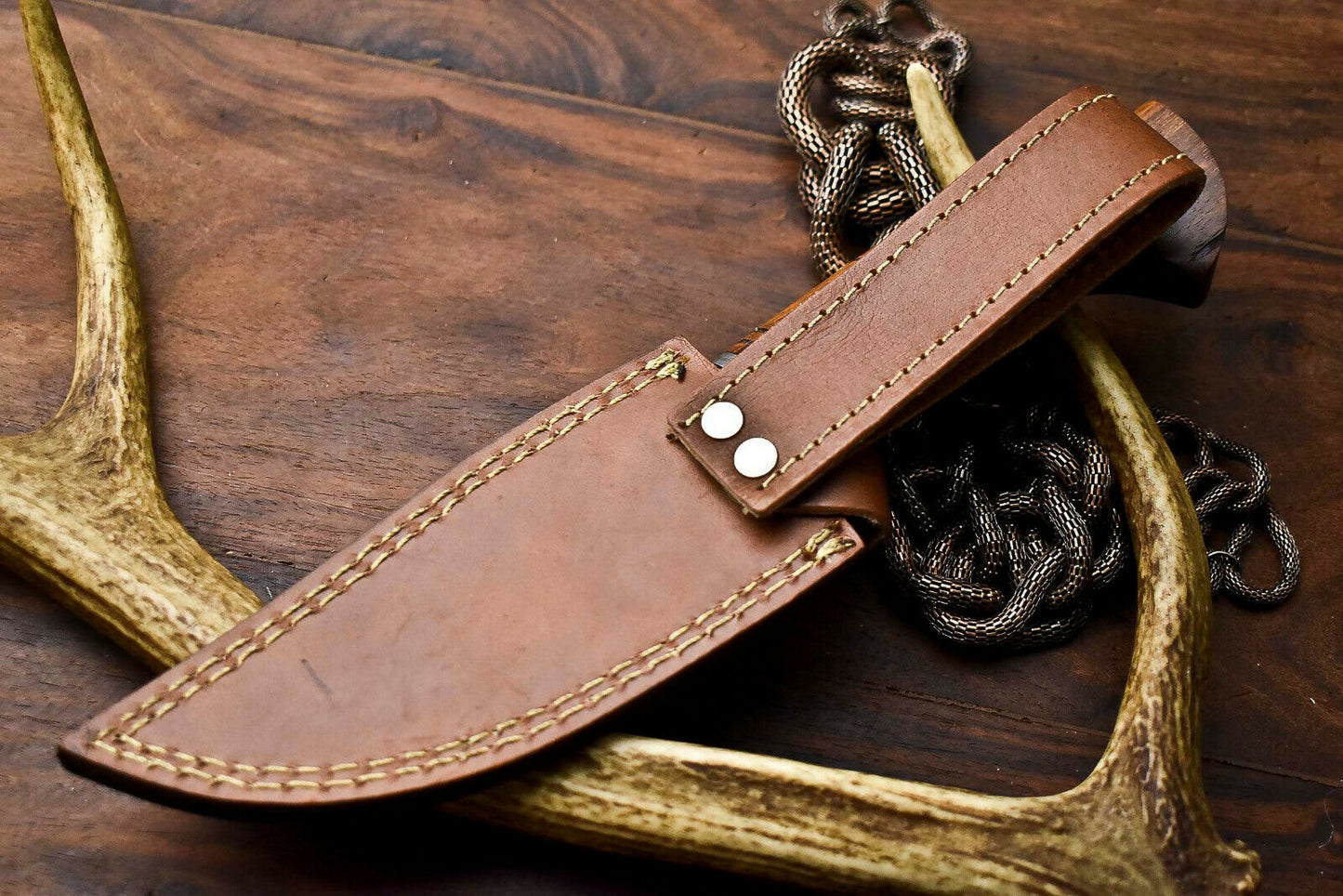 HS-408 | Custom Handmade Awesome Wood Handle Damascus Steel Hunting Knife - Great Price