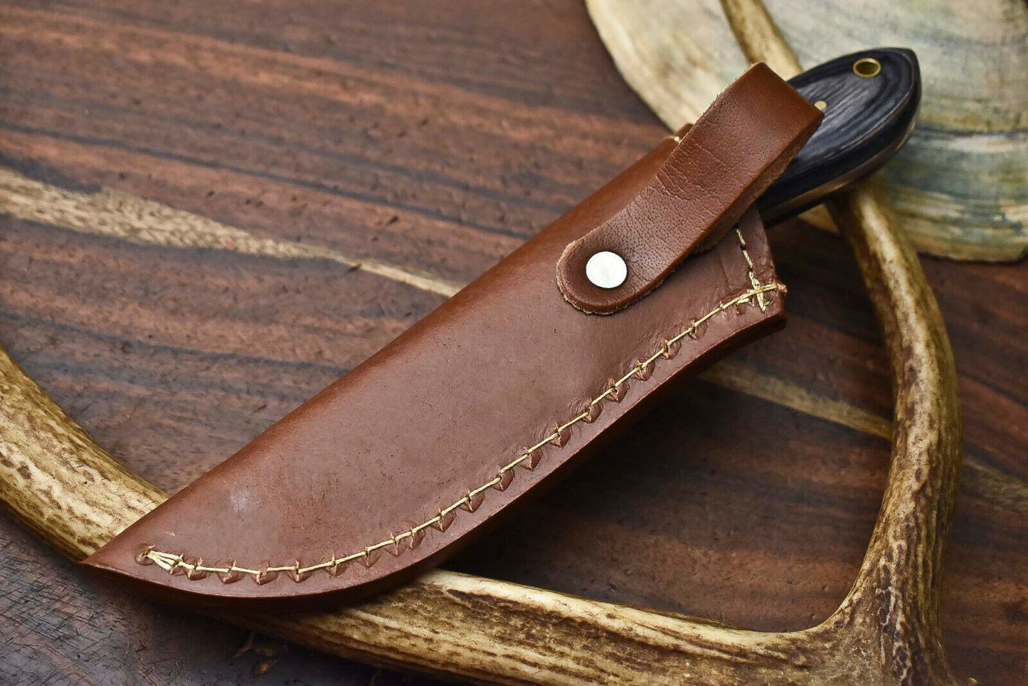 HS-600 Handmade Damascus Skinning Blade Camping Full Tang Knife