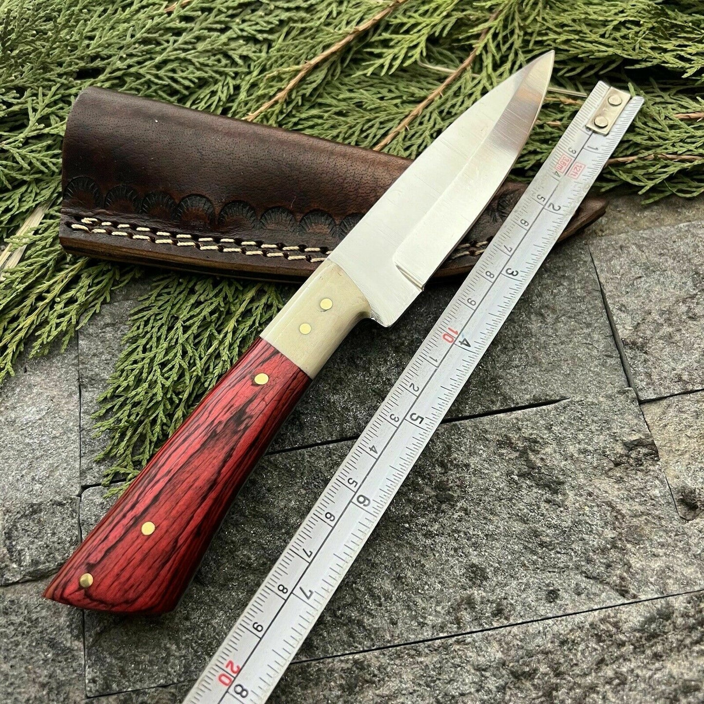HS-383 '' Custom Handmade D2 Steel High Polish Hunting Skinner Knife W/Sheath