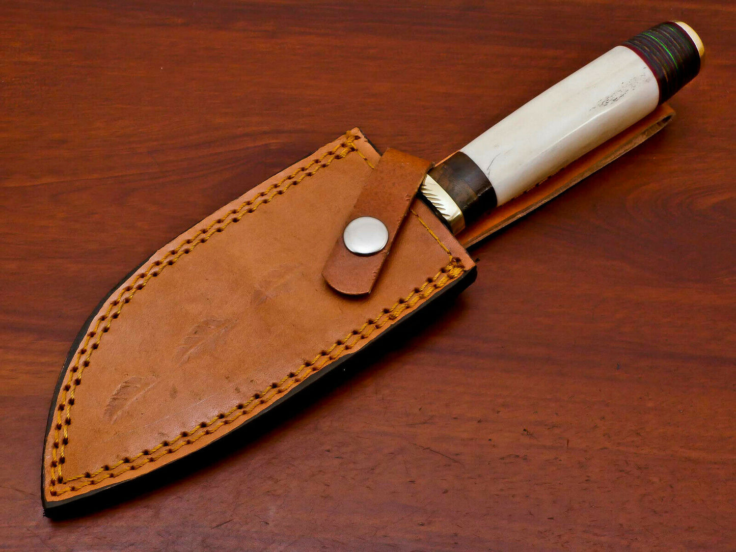 HS-492 Custom Handmade Damascus Hunting Knife With Camel Bone Handle