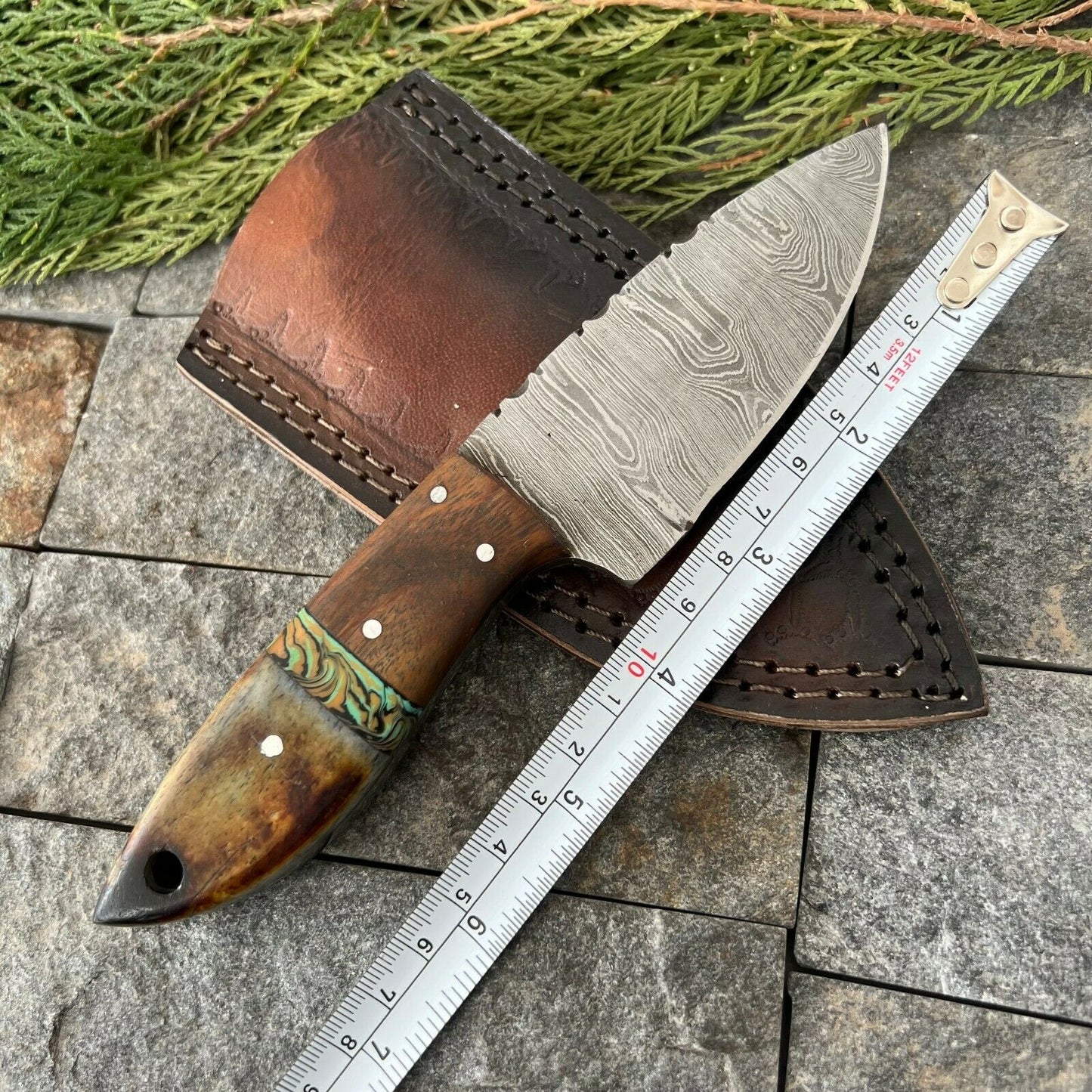 HS-583 Custom Handmade Damascus Steel Hunting Knife Full Tang Skinner Knife