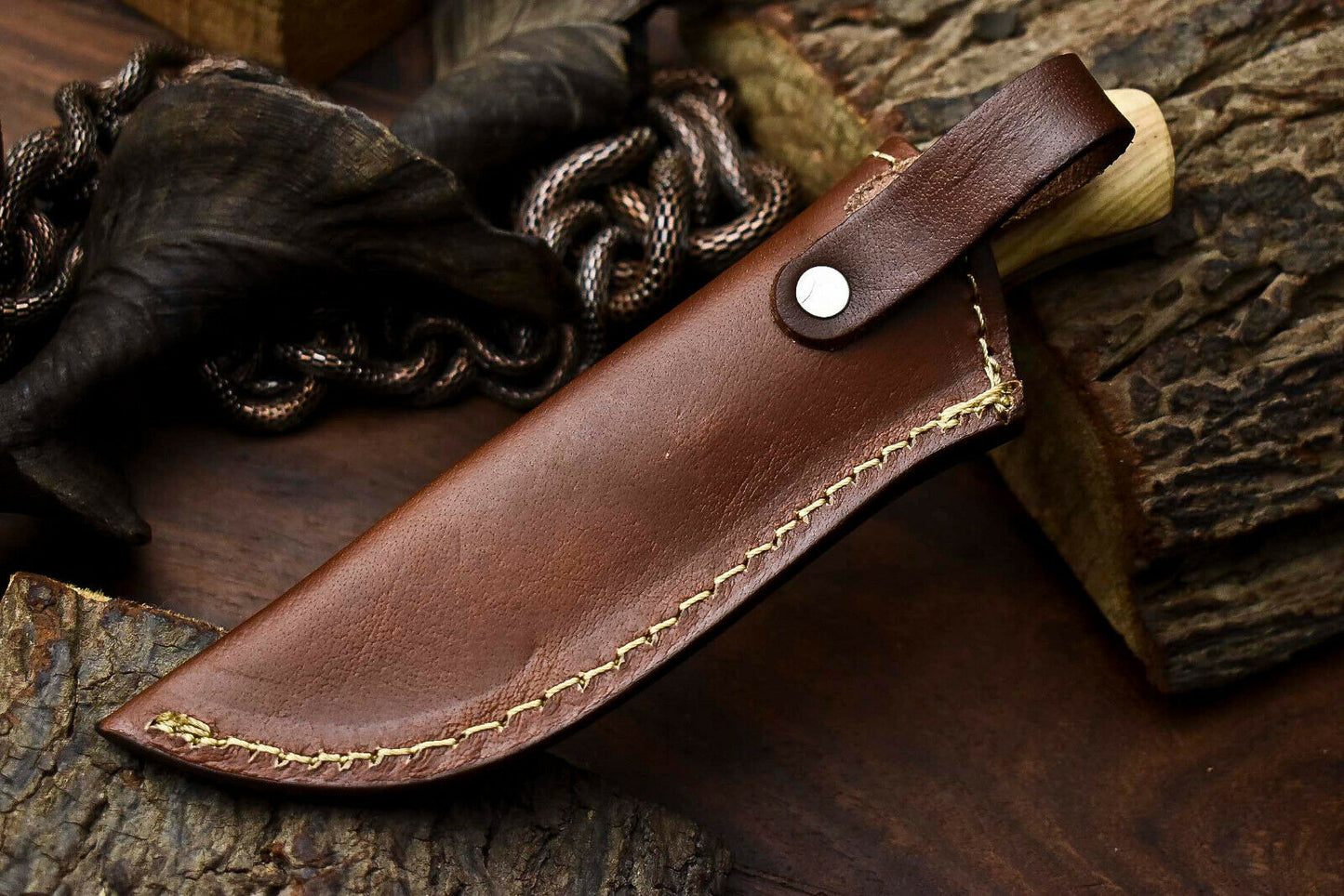 HS-653 Custom Handmade Damascus Hunting Skinning Blade Hunter Camping Full Tang Knife