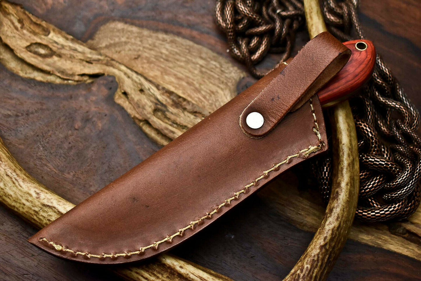 HS-659 Custom Handmade Damascus Steel Skinner Knife - Beautiful Hard Wood Handle