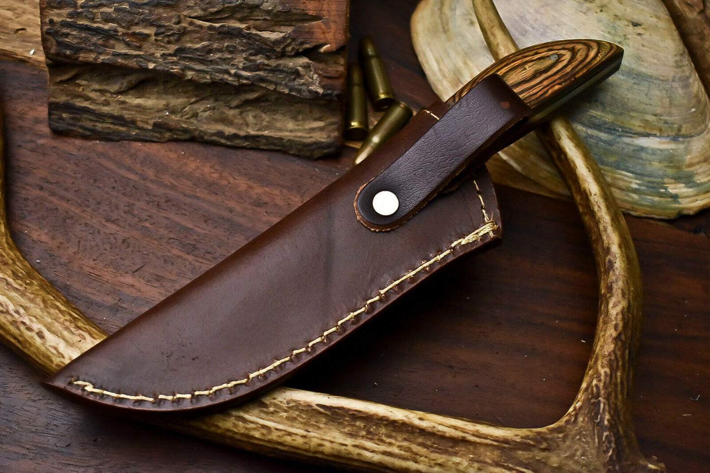 HS-566 Handmade Damascus Skinning Blade Camping Full Tang Knife