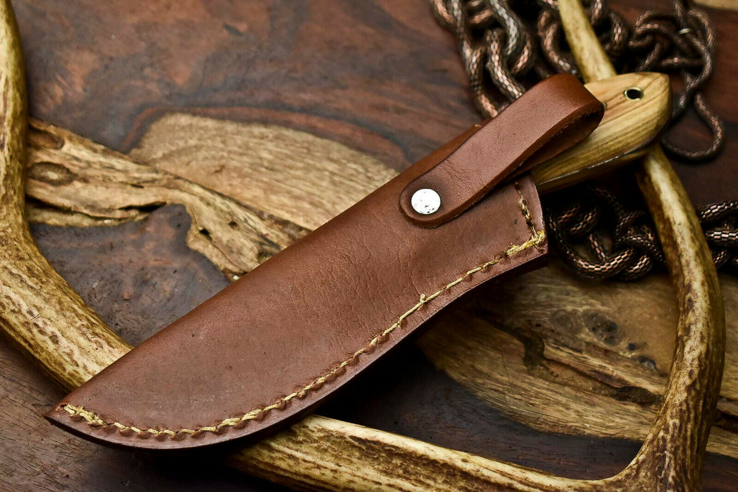 HS-641 Custom Handmade Damascus Hunting Skinning Blade Hunter Camping Full Tang Knife