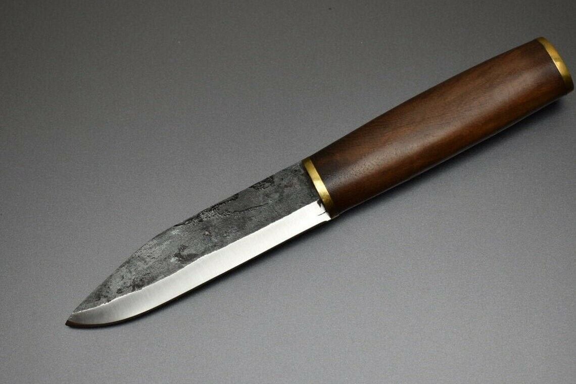 HS-426 | Custom Handmade Railroad Steel Hunting-BushCarft Puukko Knife - Beautiful Wood Handle