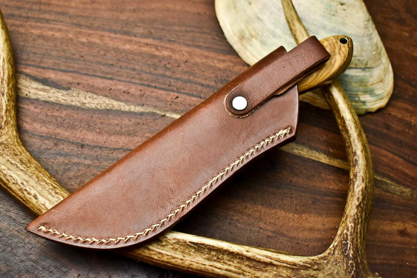 HS-604 Handmade Damascus Skinning Blade Camping Full Tang Knife