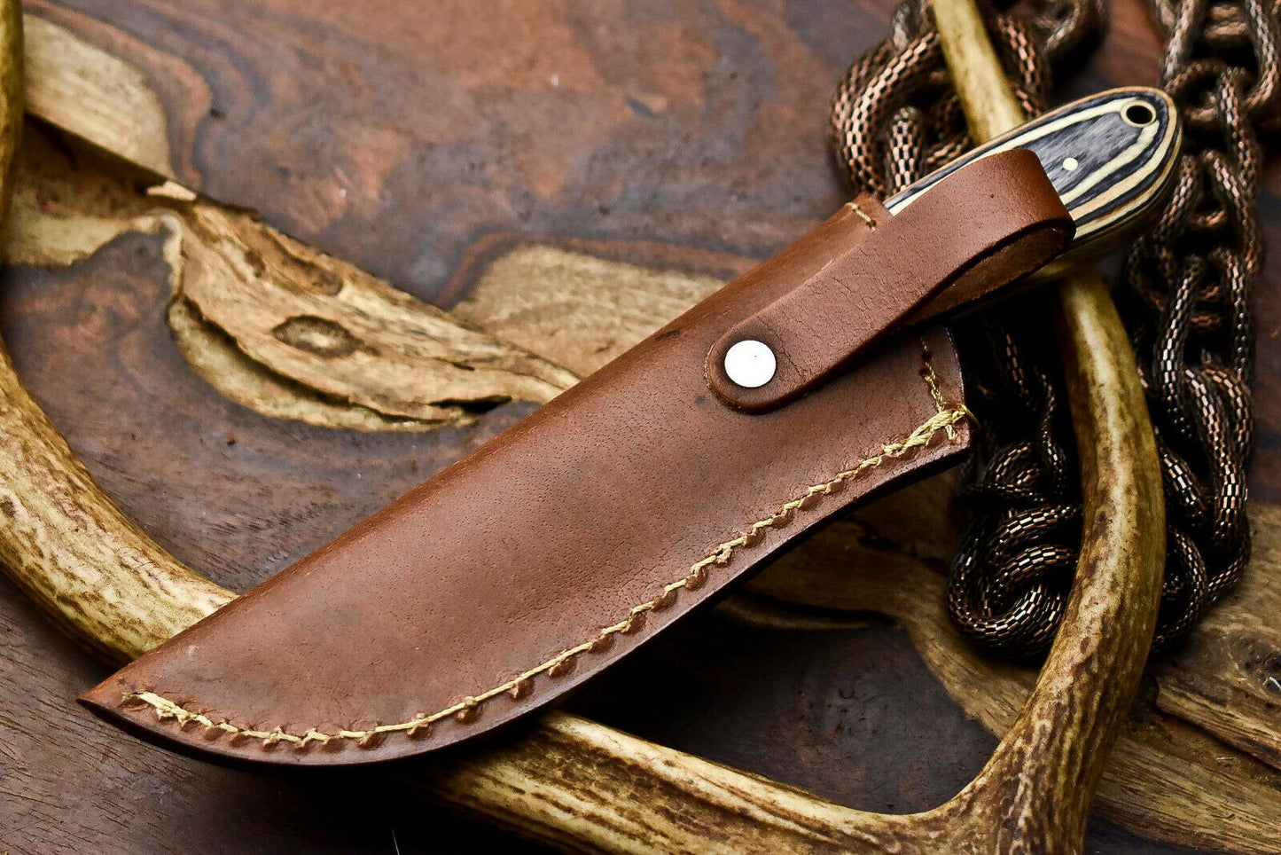Custom Handmade Damascus Hunting Skinning Blade Hunter Camping Full Tang Knife