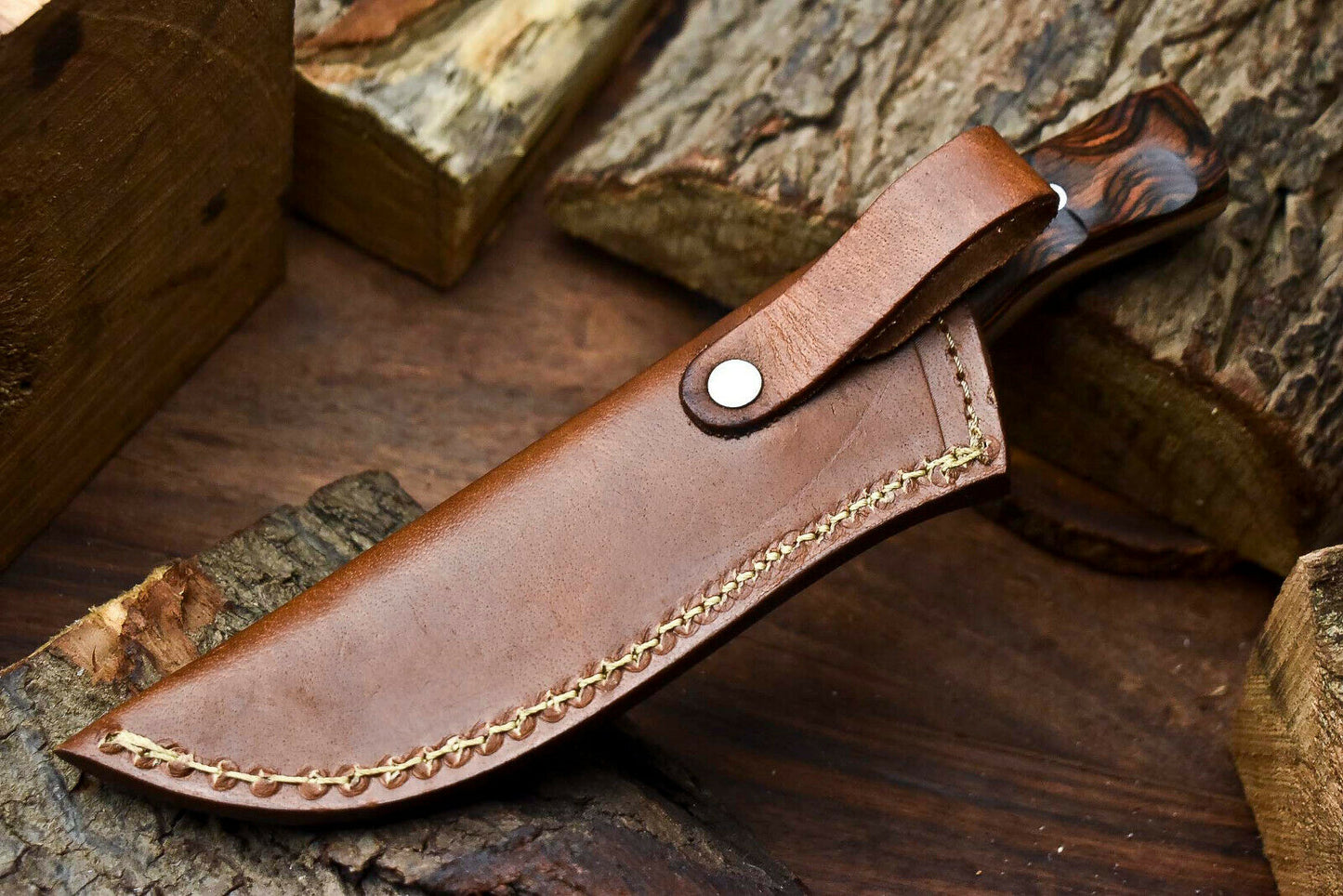 HS-656 Custom Handmade Damascus Hunting Skinning Blade Hunter Camping Full Tang Knife