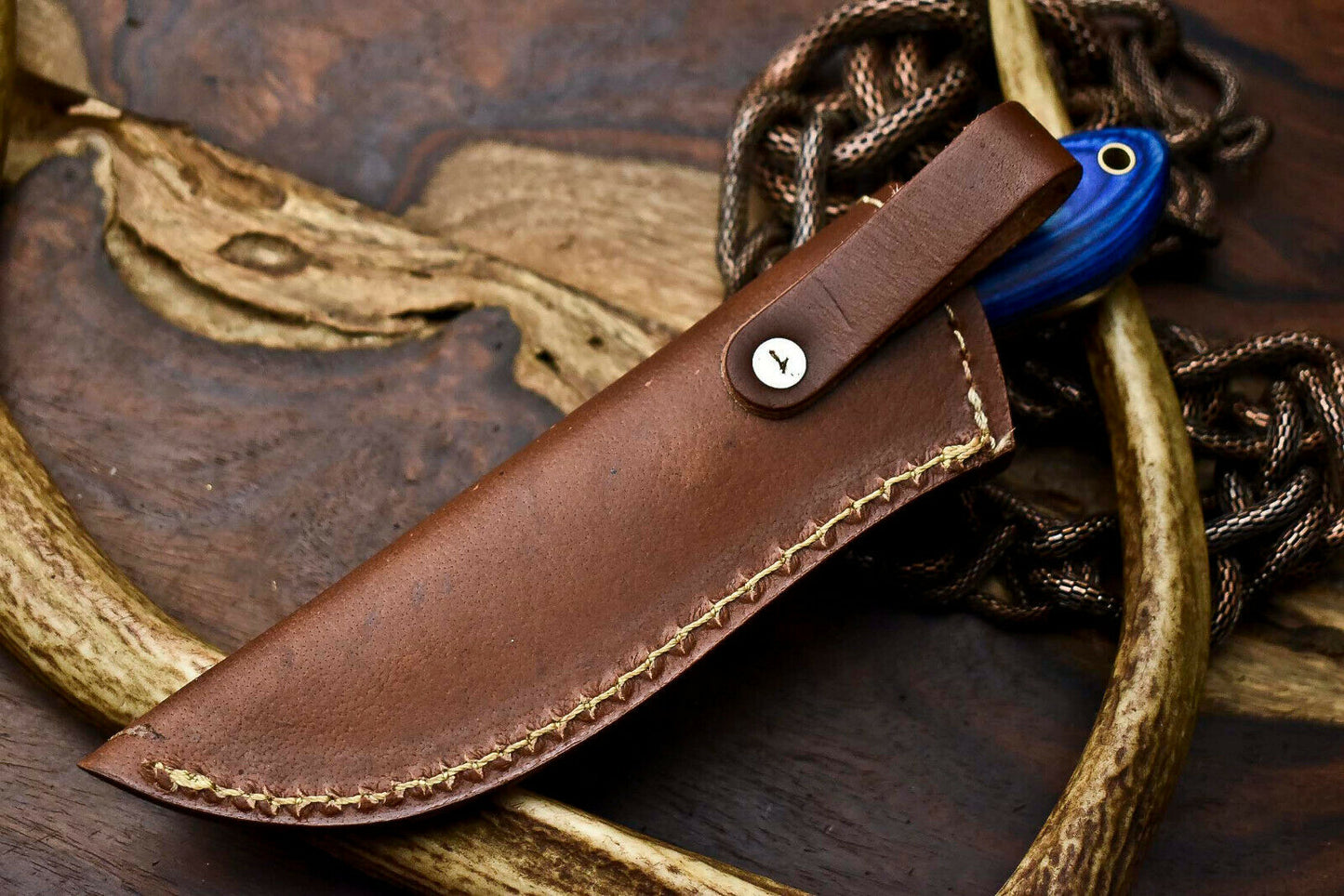 HS-680 Custom Handmade Damascus Steel Skinner Knife - Beautiful Wood Handle