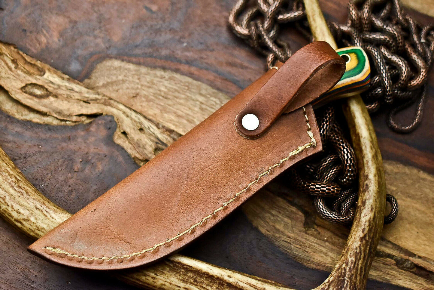 HS-645 Custom Handmade Damascus Hunting Skinning Blade Hunter Camping Full Tang Knife