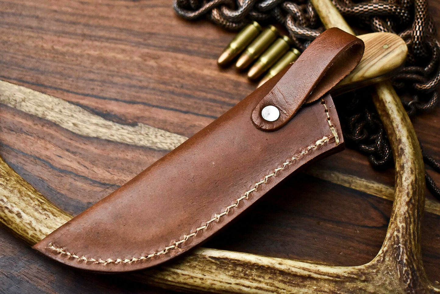HS-603 Handmade Damascus Skinning Blade Camping Full Tang Knife