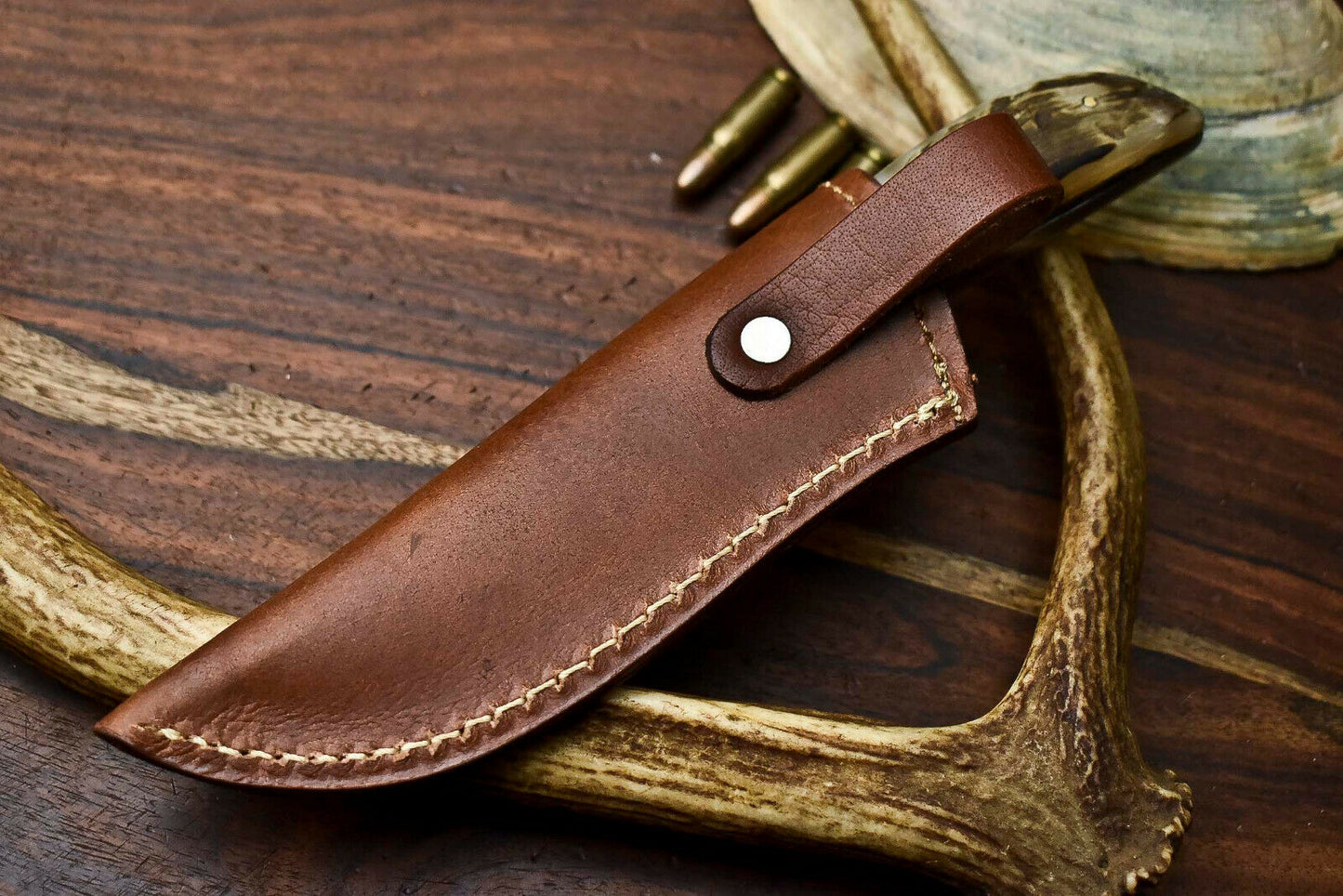 HS-617 Handmade Damascus Skinning Blade Camping Full Tang Knife
