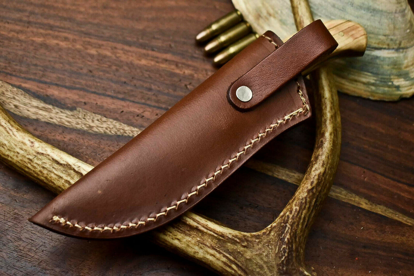 HS-619 Handmade Damascus Skinning Blade Camping Full Tang Knife