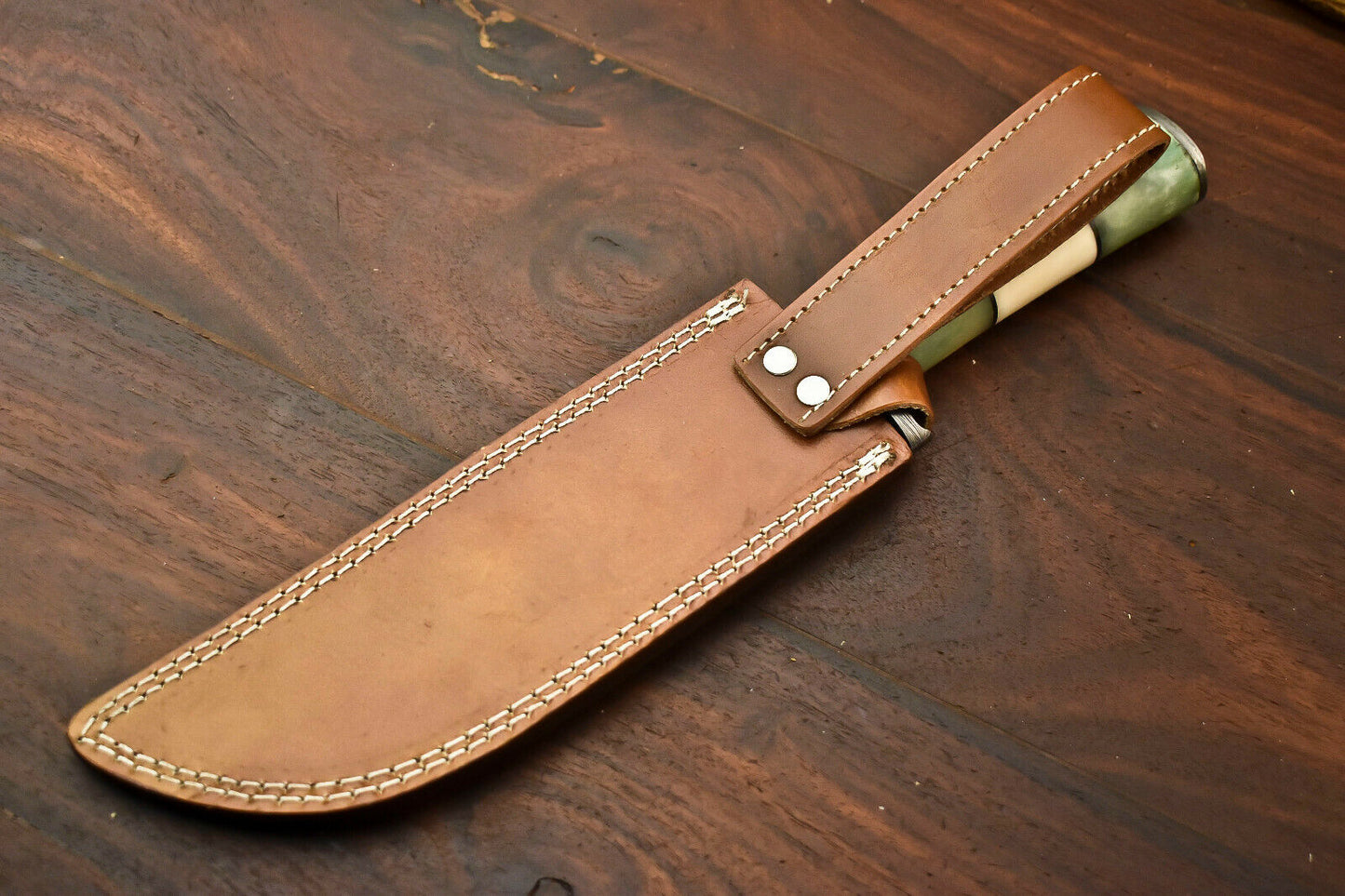 HS-336 | Custom Handmade Damascus SteelHunting / Bowie Knife - Camel Bone Handle