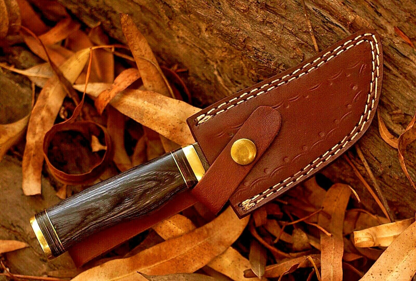 HS-761 Custom Handmade Damascus Steel Skinner Knife With Hard Wood Handle