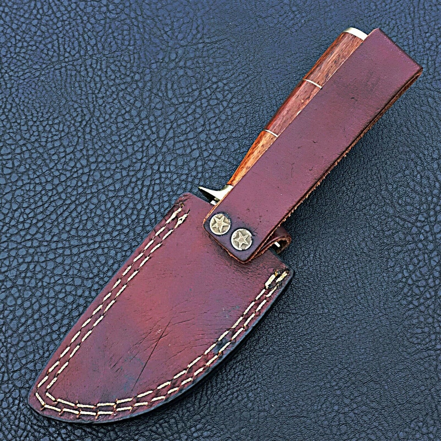 HS-422 | Custom Handmade Damascus Steel Hunting Knife - Beautiful Wood Handle