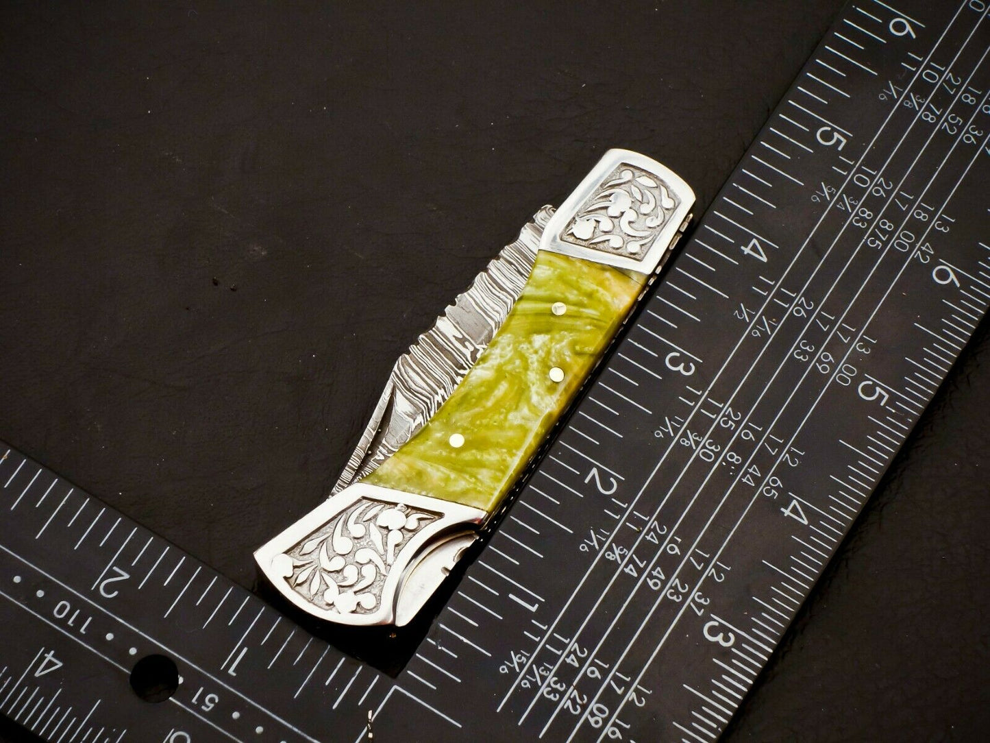 Damascus Folding Knife Back Lock Knife Resin Handle Knife HS-1107