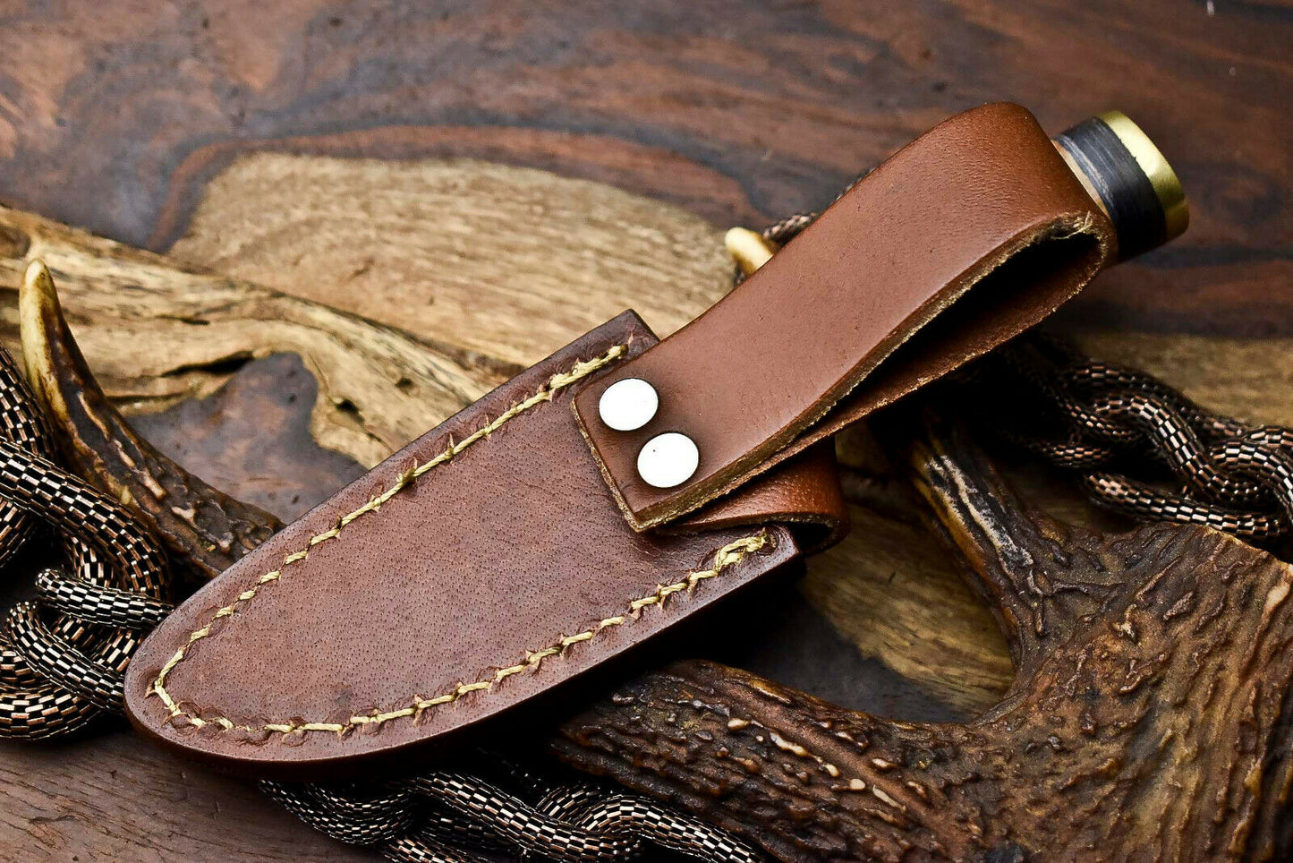 HS-715 Custom Handmade Awesome Olive Wood Handle Damascus Steel Skinner Knife With Best Price