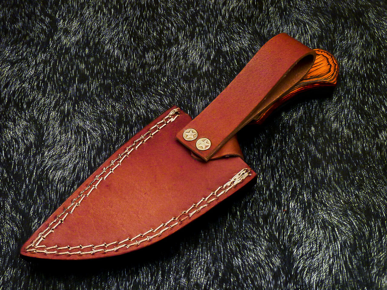 HS-581 Custom Hand Forged Railroad Spike Carbon Steel 8.5" Skinning Knife WOOD