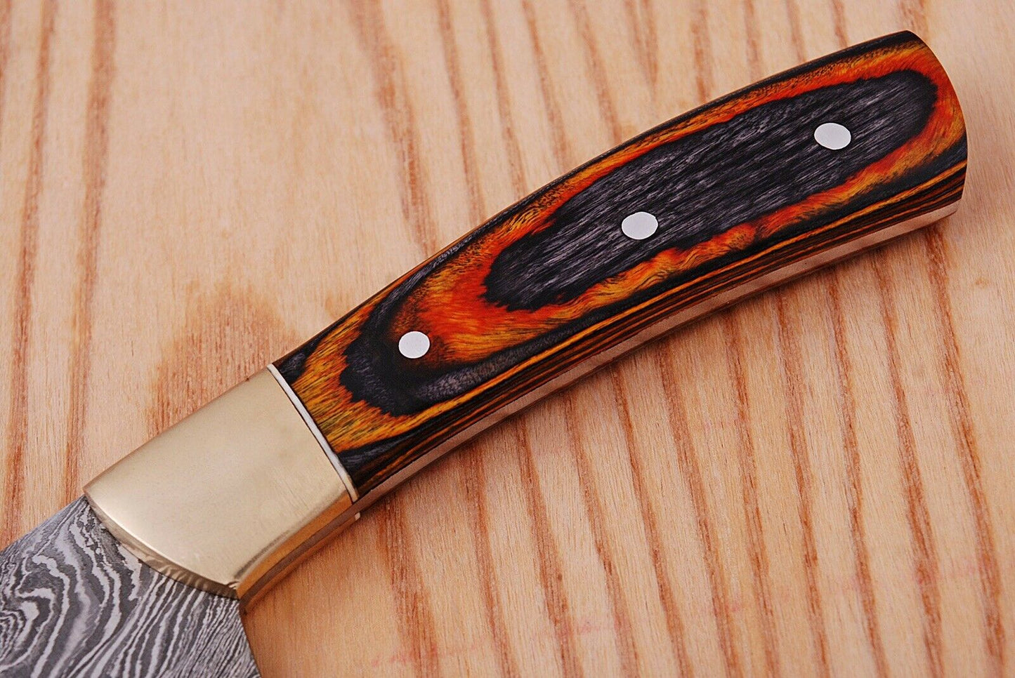 HS-289 Custom Handmade Damascus Kitchen/Chef Knife - Wood Handle - Best Price