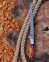 Load image into Gallery viewer, HS-1045 Hand forge Damascus steel Camping Steak Chef Meet Kitchen fillet fishing Knife