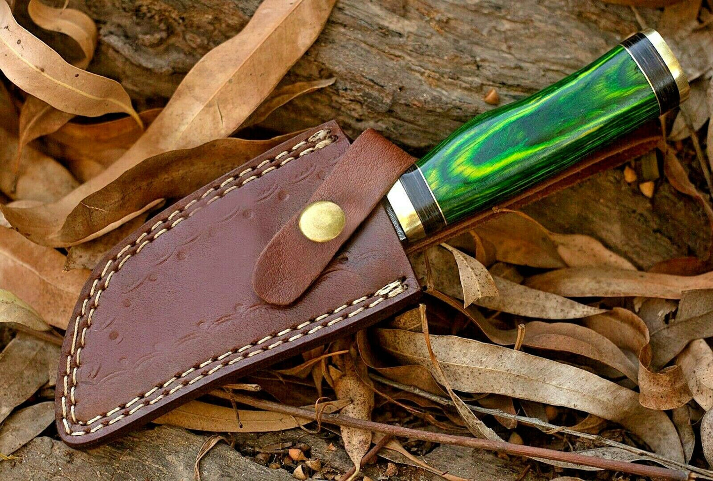 HS-762 Custom Handmade Damascus Steel Skinner knife With Hard Wood Handle Daily Carry