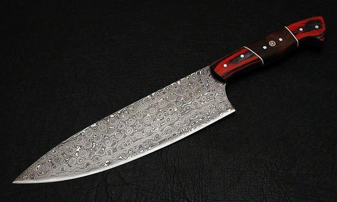 HS-456 Custom Handmade Damascus Kitchen/Chef Knife - Rose Wood Handle - Best Price